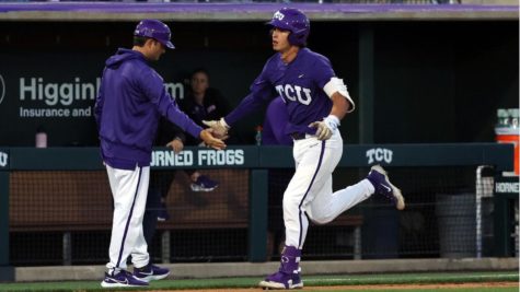 TCU shortstop Anthony Silva rounds the bases after hitting a home run in a 8-4 loss to Texas. (Photo courtesy of GoFrogs.com)