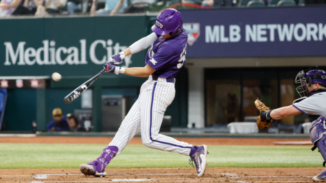 TCUs Brayden Taylor ties TCUs all-time home run record against Kansas State on May 24, 2023. (Photo courtesy of GoFrogs.com)