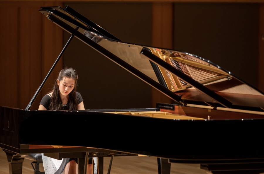 Chae Yeon Ahn performing at a Young Artists Concert for PianoTexas 2023. 