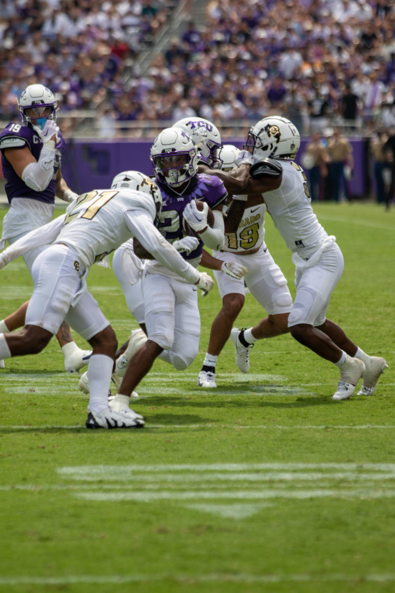 TCUs Major Everhart returns a kick against Colorado in the season opener. He had a return for 86 yards toward the end of the game. (Lance Sanders/tcu360)