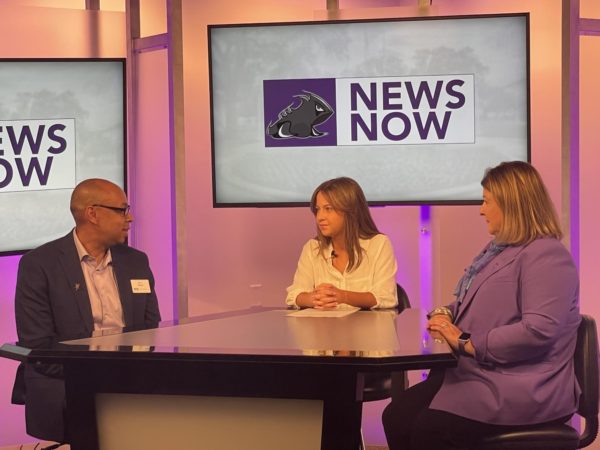 From left to right: Eric Wood, Emmaday Ormond, and Kathy Cavins-Tull speaking about suicide prevention