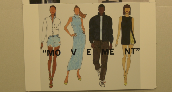 Student design project hung up in the hallways of The Fab building. (Lailah White)
