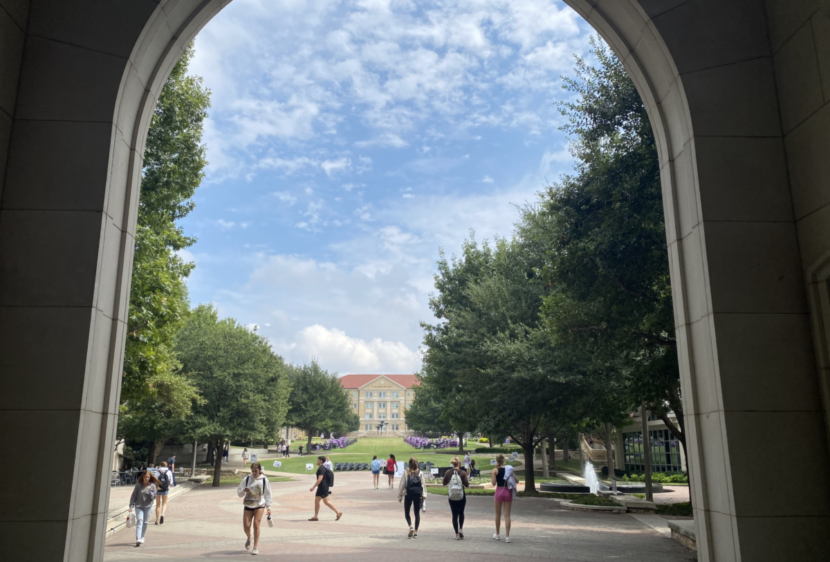 The view of the commons under the Brown Lupton Building 