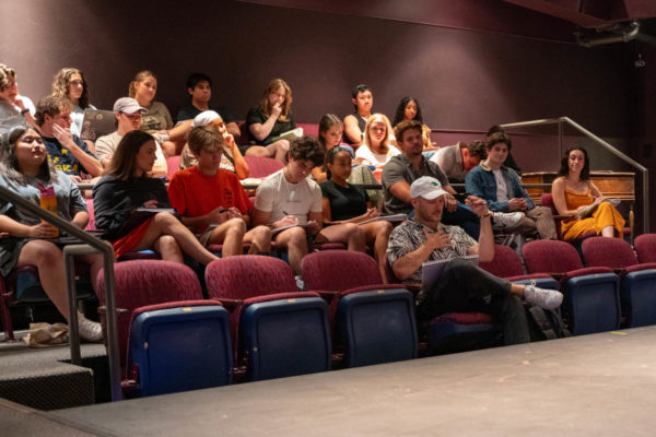 Theatre TCU students observe as Drew Gasparini teaches during his on-campus masterclass. (Caroline Kellam/Staff Writer)