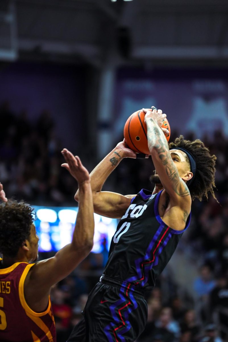 NCAA college basketball game vs Iowa, Saturday, Jan. 20, 2024, in Fort Worth, Texas.