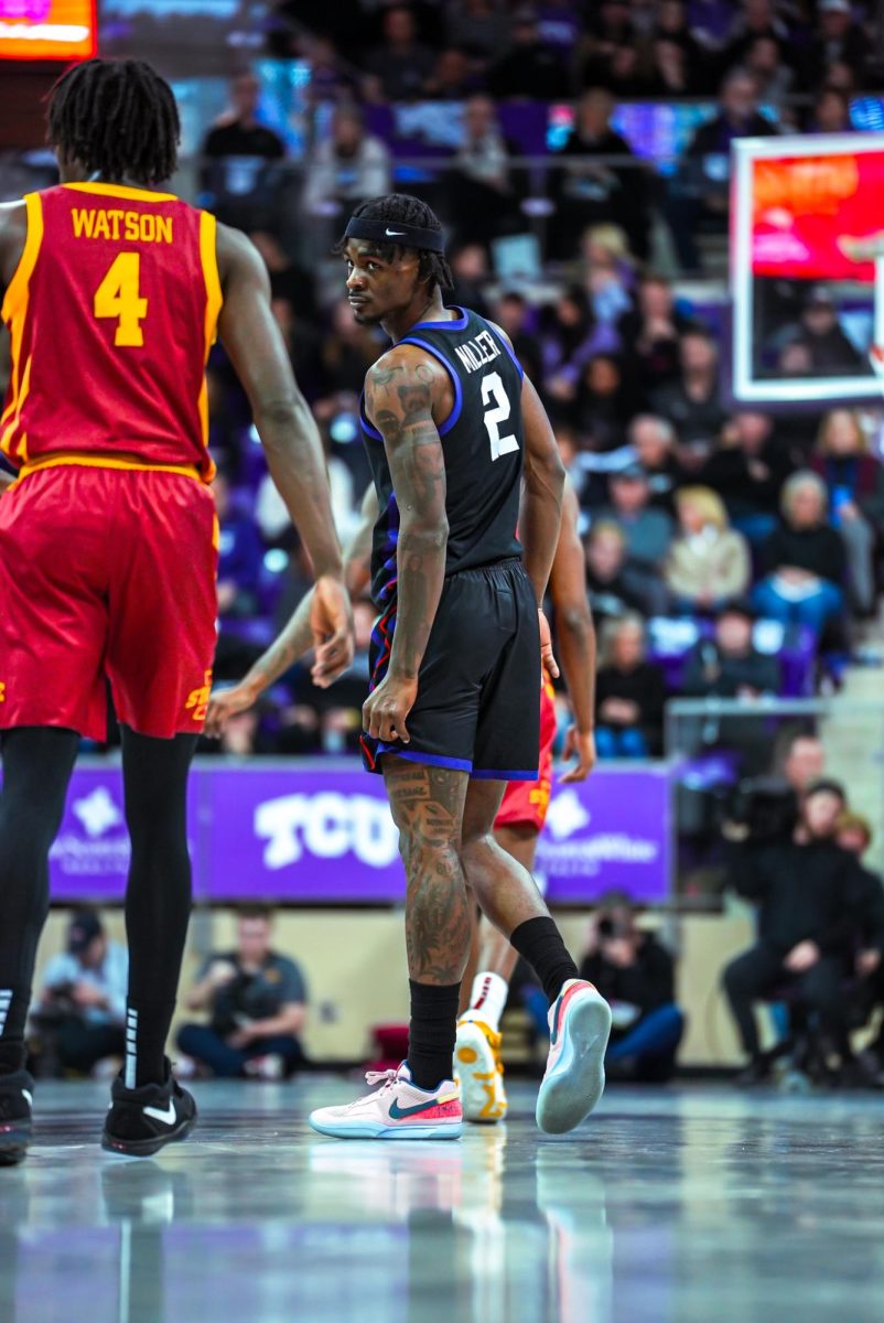NCAA college basketball game vs Iowa, Saturday, Jan. 20, 2024, in Fort Worth, Texas.