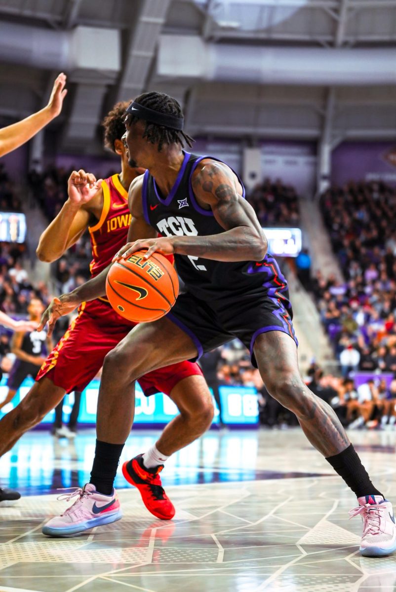 NCAA college basketball game vs Iowa, Saturday, Jan. 20, 2024, in Fort Worth, Texas.