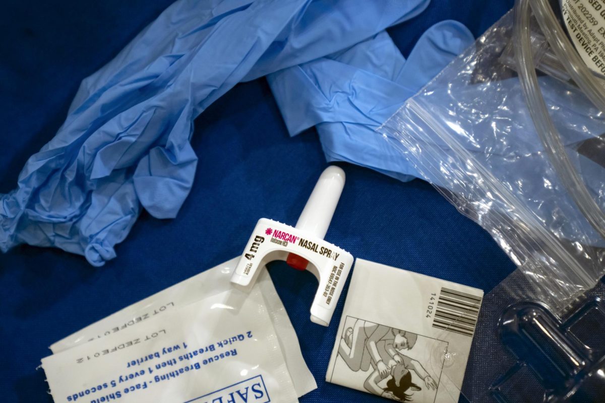 A container of Narcan sits on a table following a demonstration at the Health and Human Services Humphrey Building on Friday, Sept. 8, 2023, in Washington. Health officials held an event on Friday to mark the availability of the opioid overdose-reversal drug naloxone without a prescription. (AP Photo/Mark Schiefelbein)