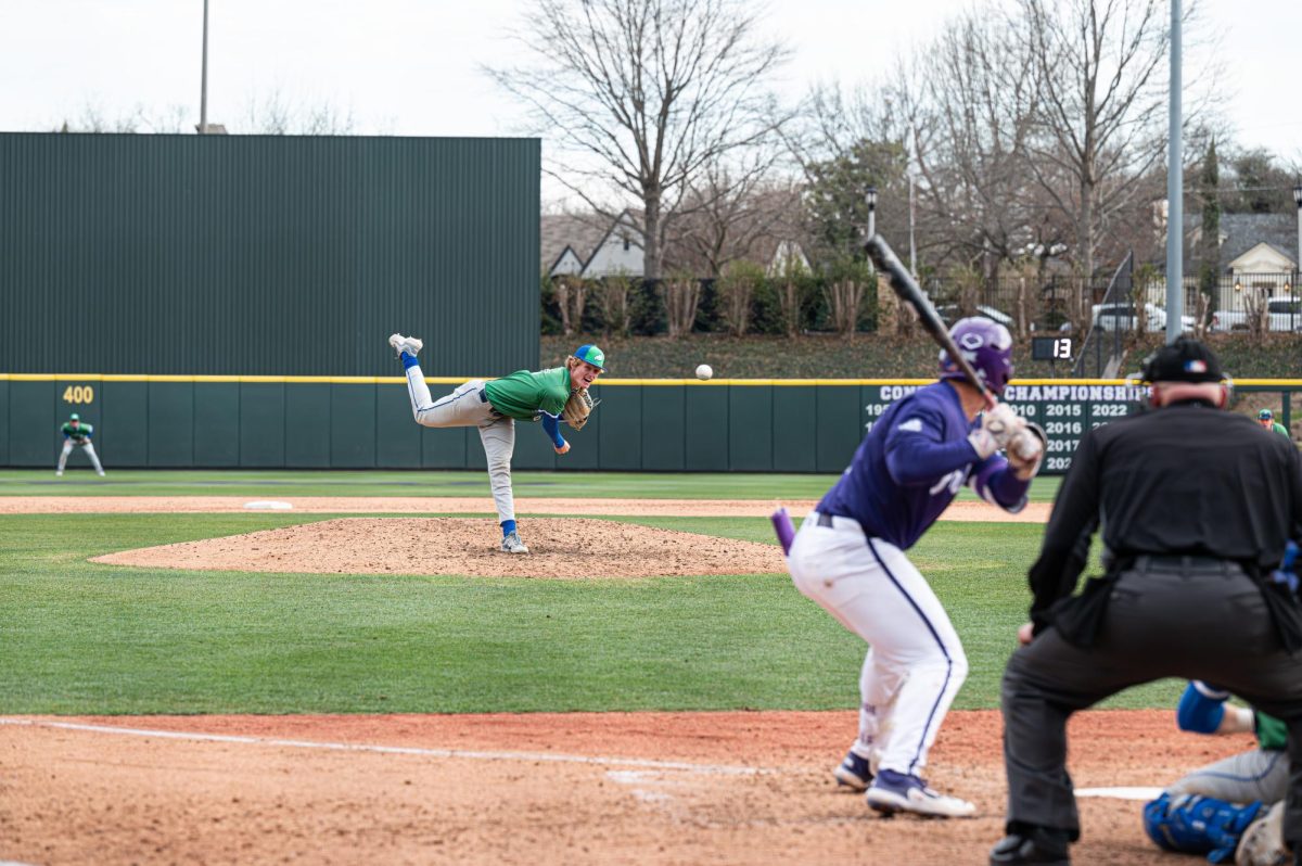 FGCUS Justin Henschel pitching against TCU, Charlie and Marie Lupton Baseball Stadium, Feb. 17, 2024