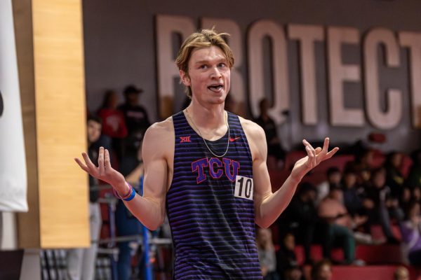 Ryan Martin - after breaking his record in the Corky Classic at Texas Tech in Lubbock. (TCU Track and XC Instagram)