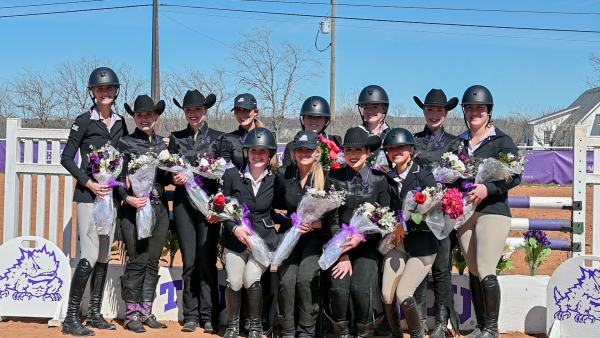 The 2024 Equestrian seniors after beating Oklahoma State on Feb. 23