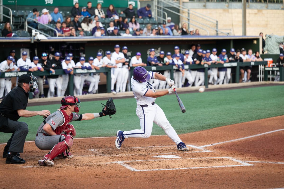 Karson Bowen from a game on March 15, 2024. On Tuesday, he helped power the Frogs offense against DBU. 