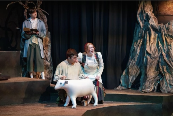 TCU Opera students preparing for opening night of Into the Woods. (Photo courtesy of Amy K. Abney)

From right to left: David McDaniel, John Dubois, Mary Grace Abney 