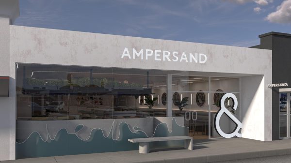 The rendering created by the Ampersand team depicts the exterior of TCU’s renovated Ampersand location. (Photo courtesy of Toan Luong) 
