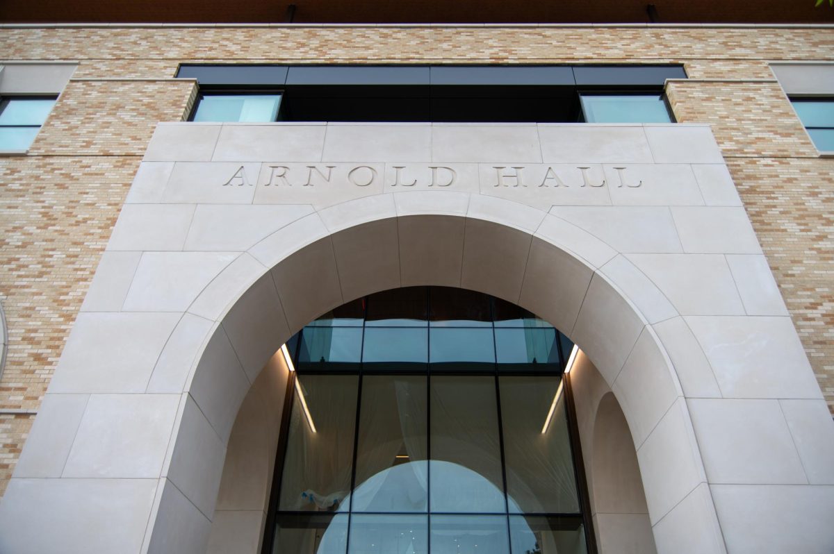 Arnold Hall entrance at the TCU Burnett School of Medicine in Fort Worth, Tx on April 26, 2024. (Lance Sanders / TCU360 Photographer)