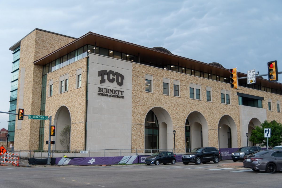 The TCU Burnett School of Medicine is located on the cornet of W Rosedale Street and Henderson Street. Construction is estimated to be complete in 2024. (Lance Sanders/TCU360 Photographer)