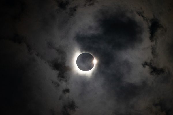 The moon covered the sun on April 8, 2024 during the total solar eclipse. (Garrett Cook/Staff Photographer)  