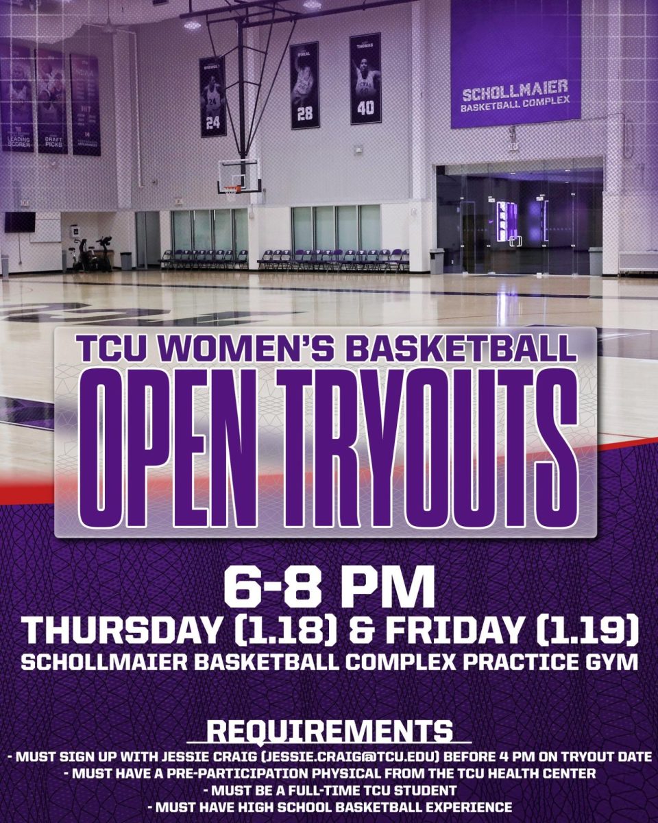 TCU women's basketball open tryout flyer released on Jan. 17, 2024
