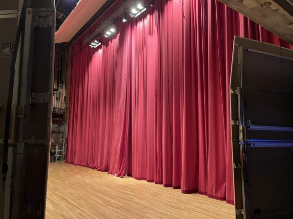 The curtain of TCUs Ed Landreth Auditorium. (Caleb Gottry)