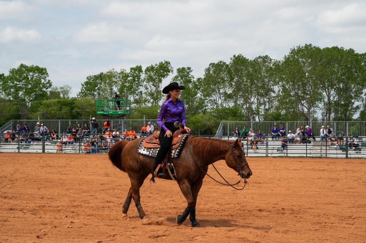 Giorgia Medows as she rides Penny at the Big 12 championship for the 2023-24 season