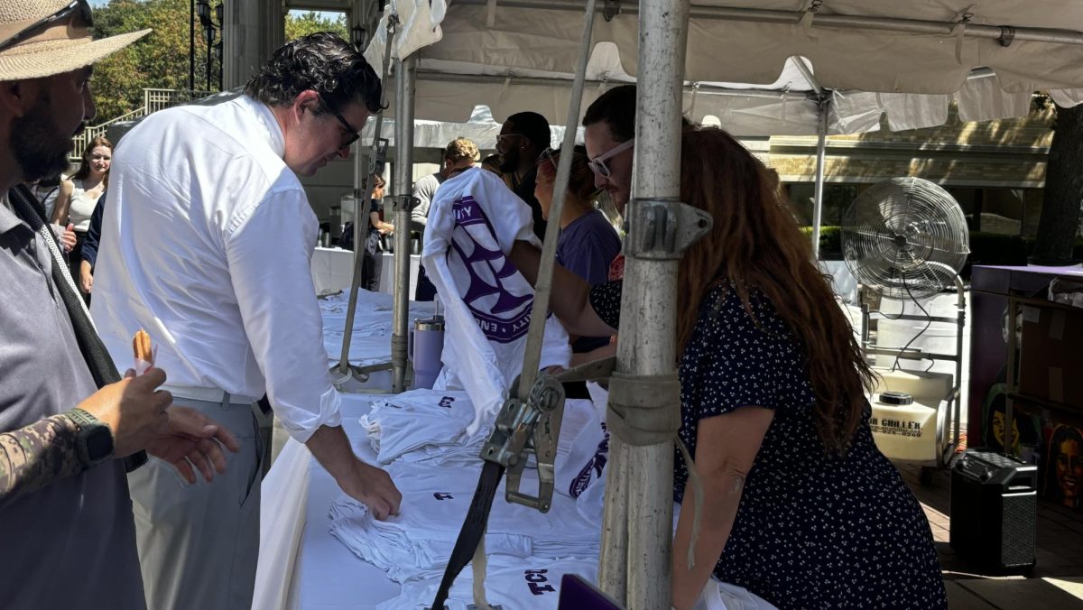 President Daniel Pullin greets students and organizations at the Welcome Home Celebration on August 19, 2024.