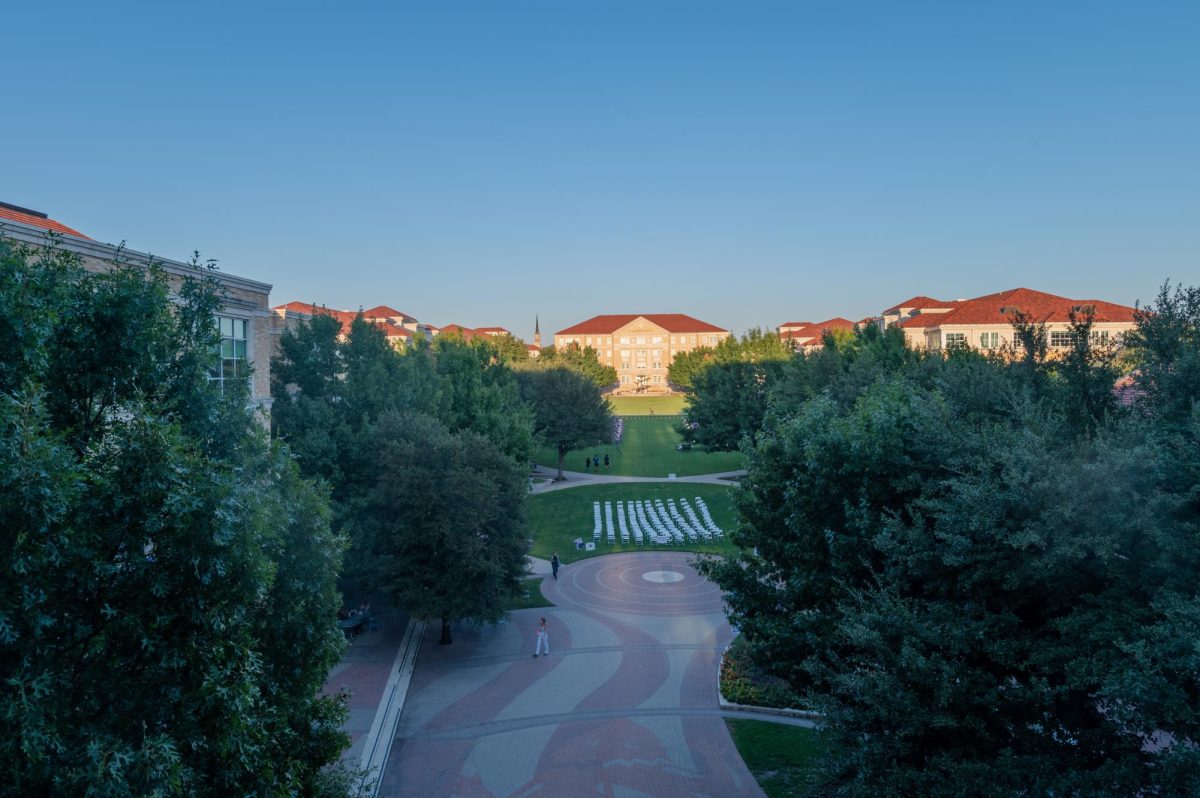 The campus commons during the sunset on Sept. 9, 2024.