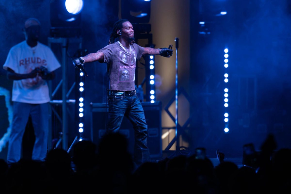 Offset performs a concert at the Kelly Alumni Visitors Center Lawn. Sept. 27, 2024. (TCU 360 Photo by Shane Manson)