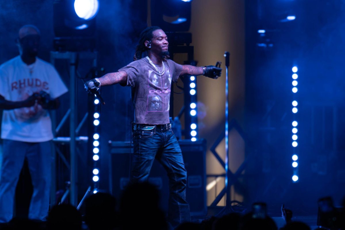 Offset performs a concert at the Kelly Alumni Visitors Center Lawn. Sept. 27, 2024. (TCU 360 Photo by Shane Manson)