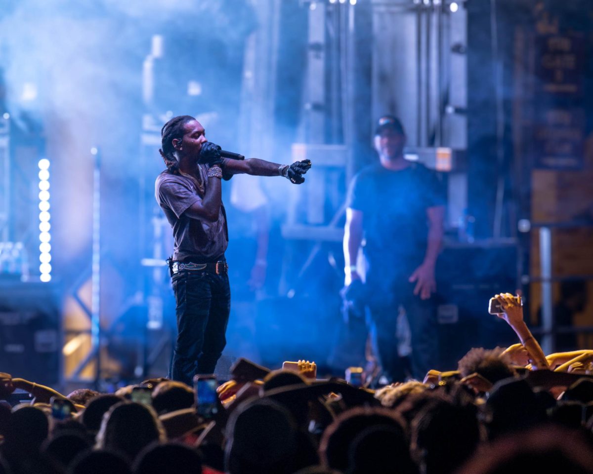 Offset performs a concert at the Kelly Alumni Visitors Center Lawn. Sept. 27, 2024. (TCU 360 Photo by Shane Manson)