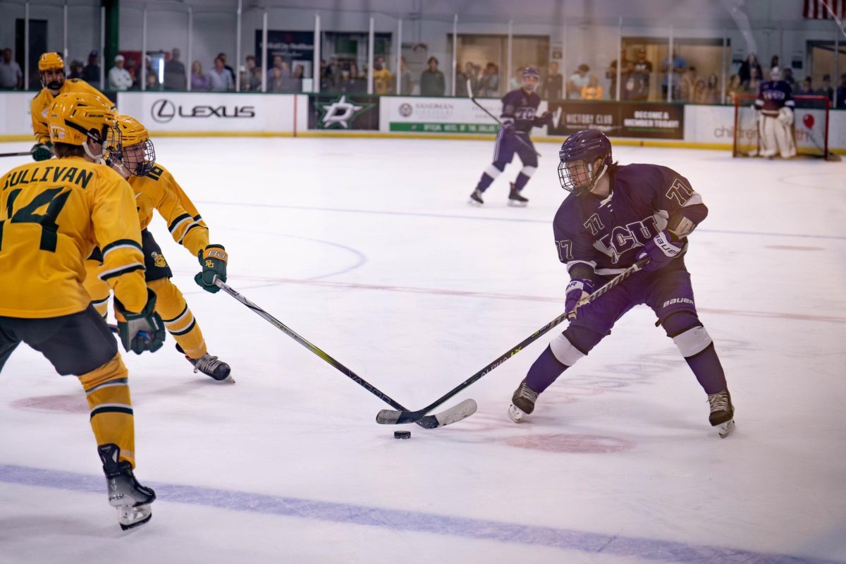 The TCU Horned Frog hockey team beat the Baylor Bears Sept. 13, 2024, at the StarCenter in Mansfield, TX. (TCU 360 Photo by Shane Manson)