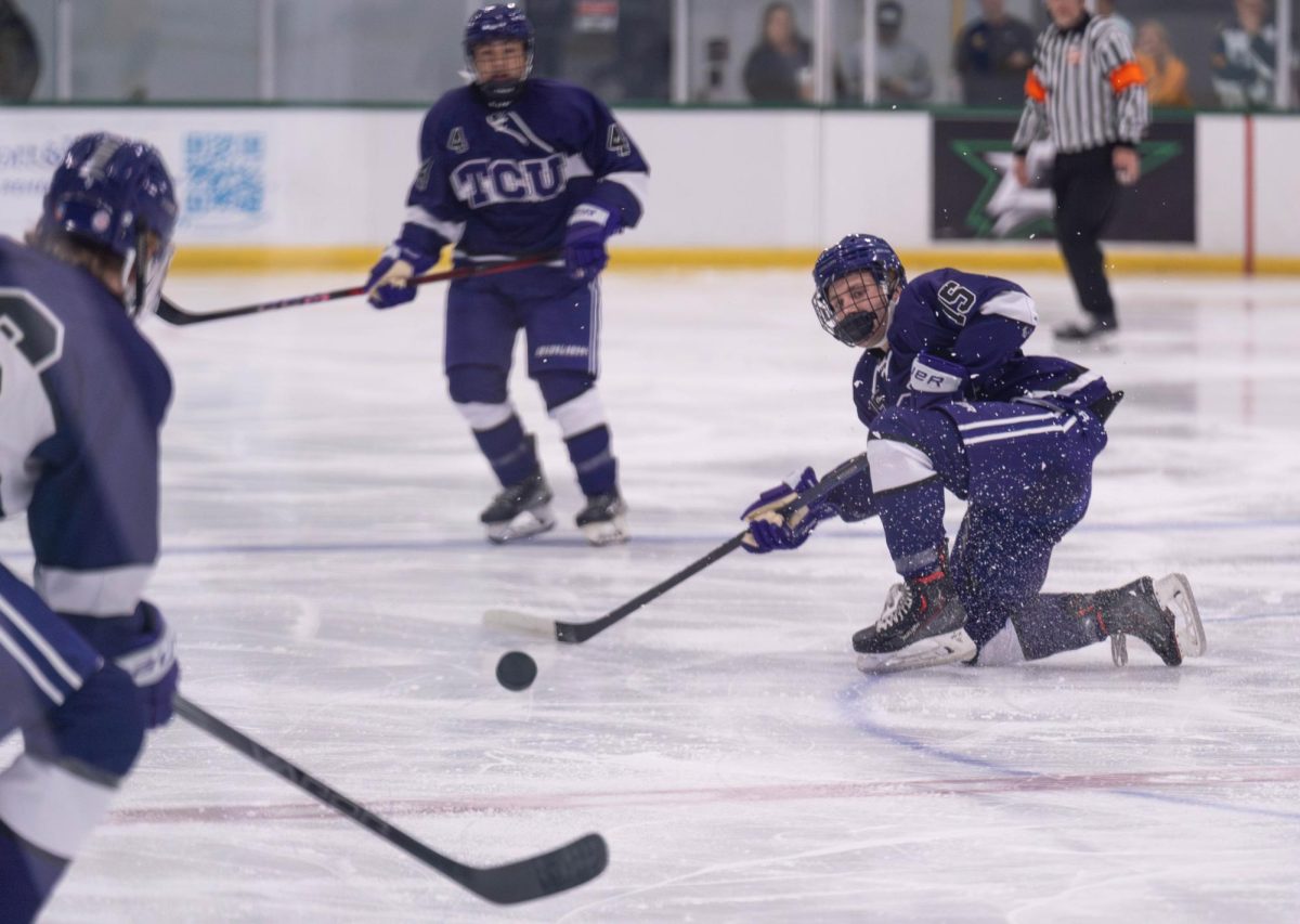 The TCU Horned Frog hockey team beat the Baylor Bears Sept. 13, 2024, at the StarCenter in Mansfield, TX. (TCU 360 Photo by Shane Manson)