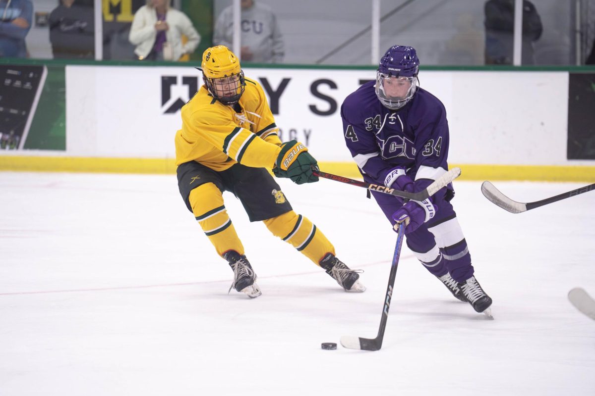 The TCU Horned Frog hockey team beat the Baylor Bears Sept. 13, 2024, at the StarCenter in Mansfield, TX. (TCU 360 Photo by Shane Manson)