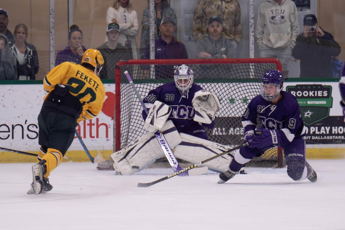 The TCU Horned Frog hockey team beat the Baylor Bears Sept. 13, 2024, at the StarCenter in Mansfield, TX. (TCU 360 Photo by Shane Manson)