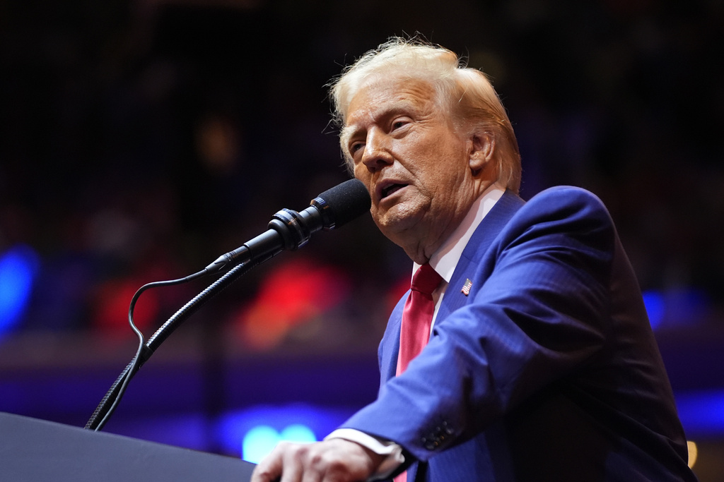 Republican presidential nominee former President Donald Trump speaks at a campaign rally at Madison Square Garden, Sunday, Oct. 27, 2024, in New York. (AP Photo/Alex Brandon)