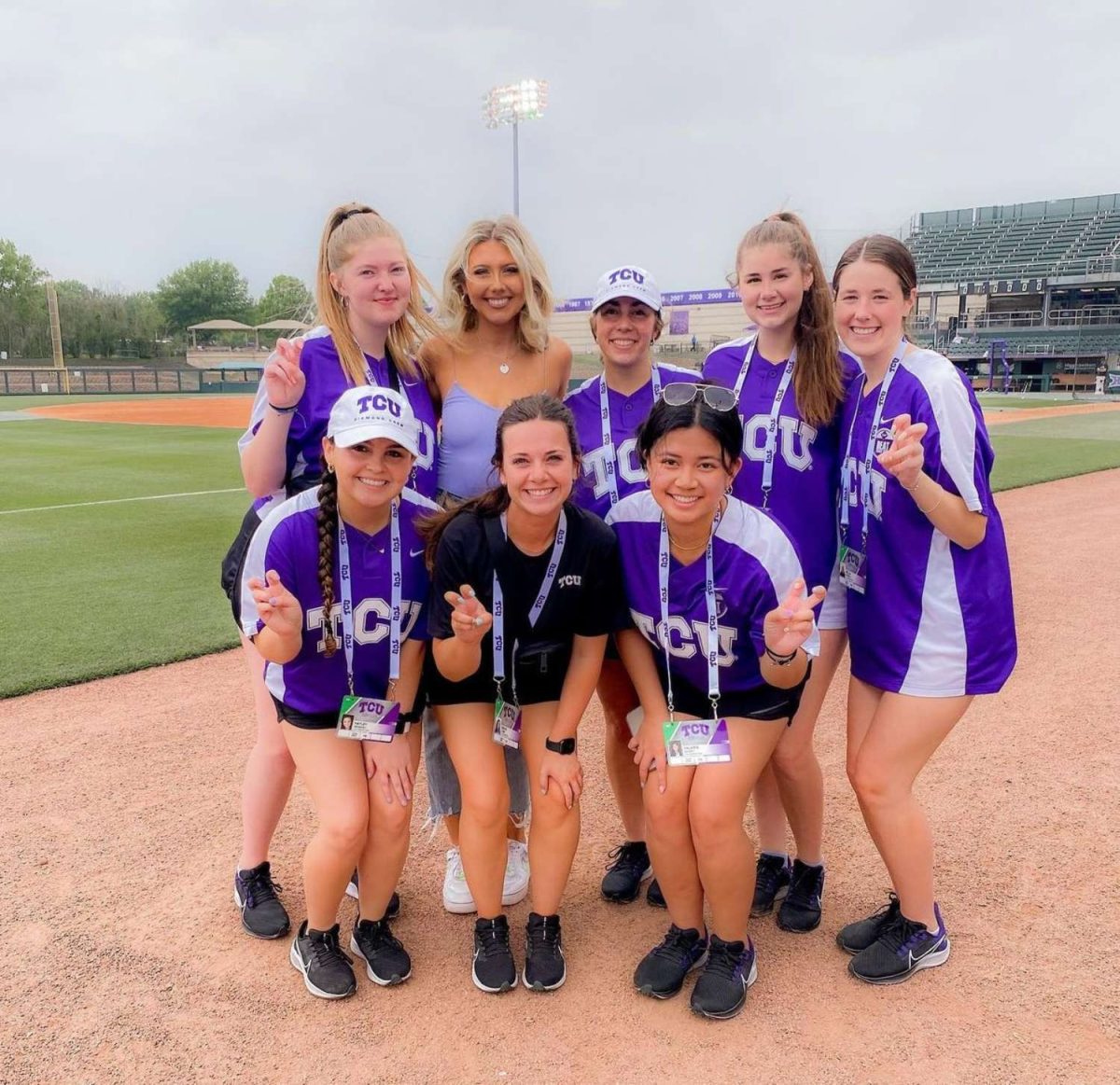 TCU's Diamond Crew at the Charlie and Marie Lupton Baseball Stadium at Williams-Reilly Field on April 14, 2022 (Photo courtesy of TCU's Diamond Crew Instagram)