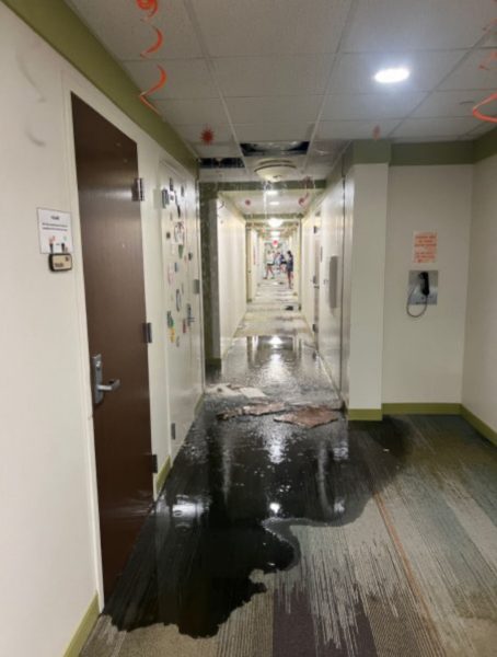 Colby Hall flooding on Monday, Oct. 21 2024.