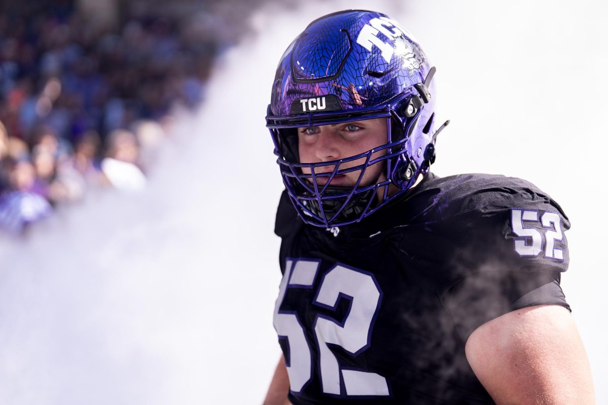 Johnny Hodges prepares to take the field at Amon G. Carter Stadium, Oct. 26, 2024. TCU overcame a 17-point deficit to defeat Texas Tech 35-34. (TCU 360 Photo by Shane Manson)