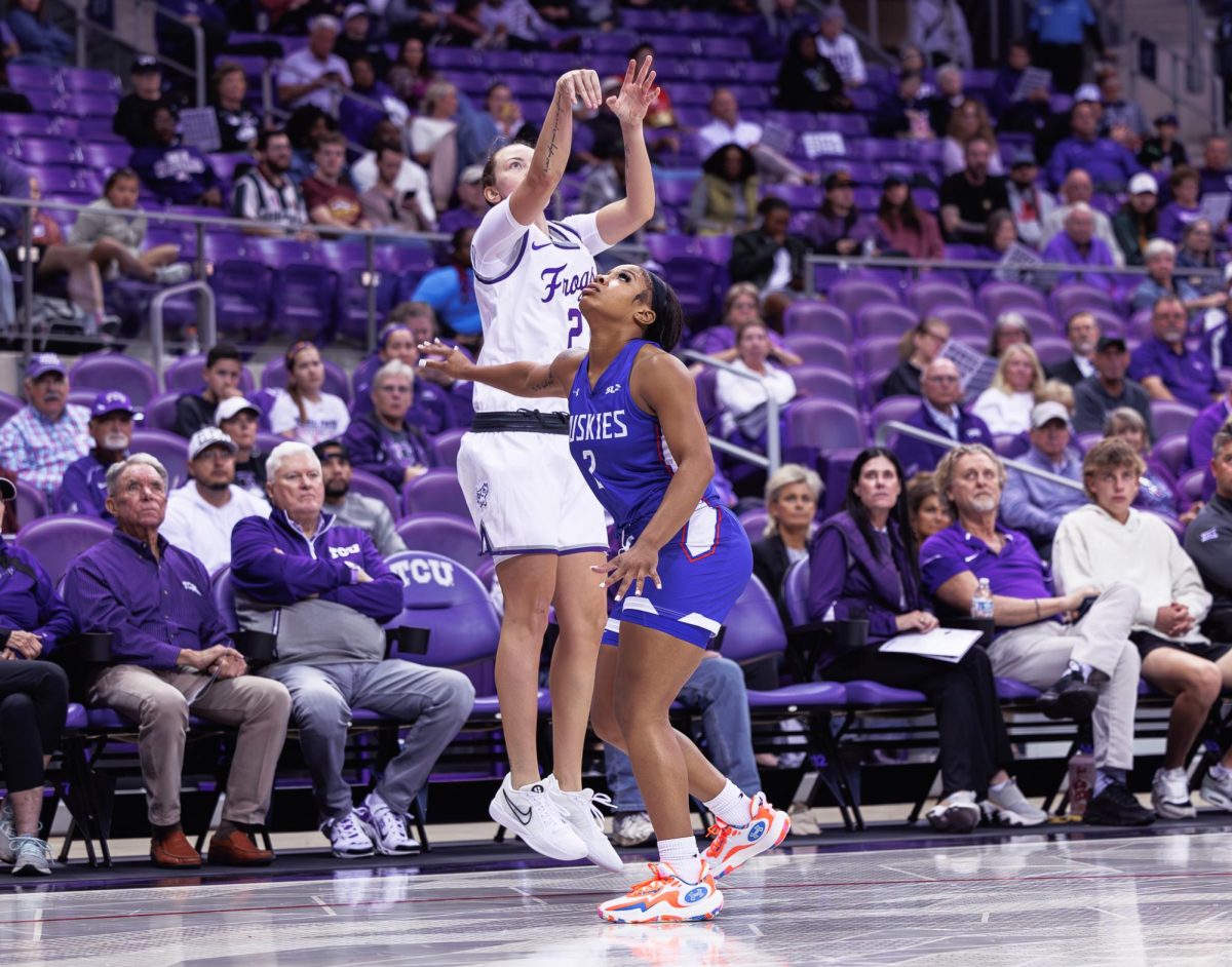 TCU guard Madison Conner shoots a three pointer at Schollmaier Arena in Fort Worth, Texas on November 5th, 2024. The TCU Horned Frogs beat the Houston Christian Huskies 78-41.(TCU360/Tyler Chan)