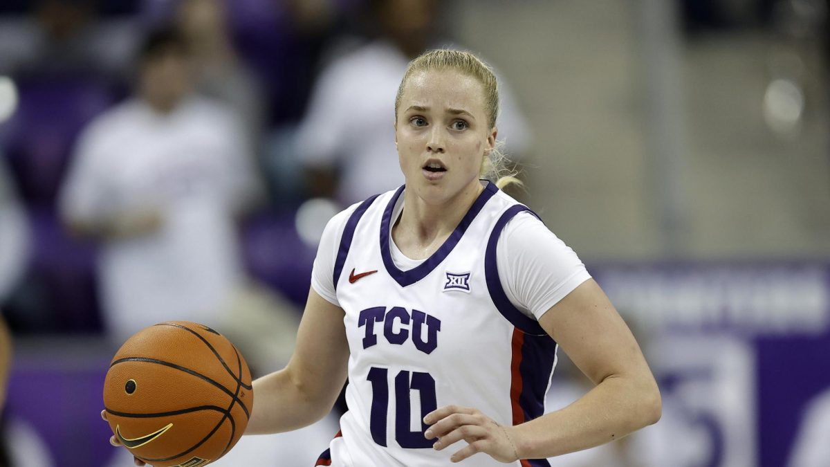 TCU guard Hailey Van Lith (10) is seen during an NCAA basketball game against NC State on Sunday, Nov. 17, 2024, in Fort Worth, Texas. TCU won 76-73. (AP Photo/Brandon Wade)


