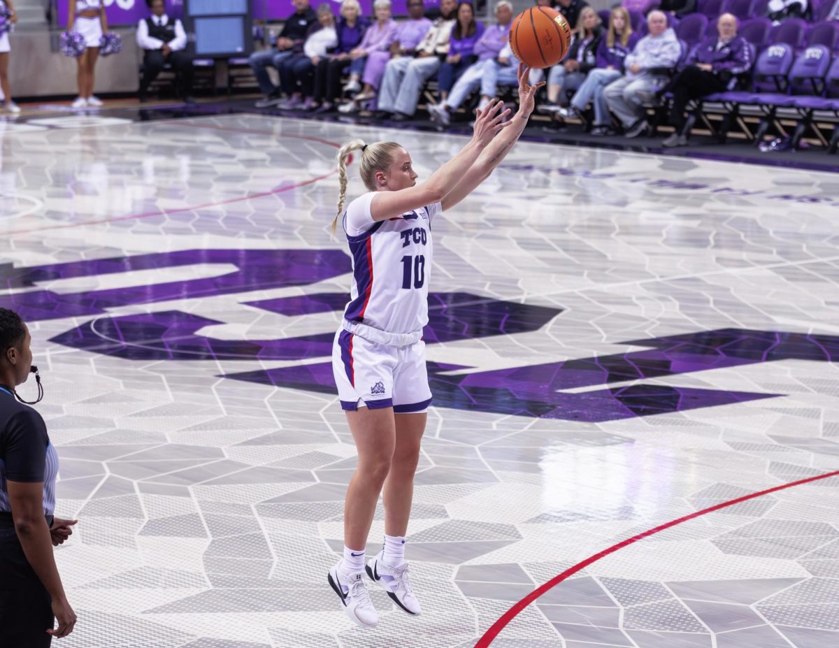 TCU guard Hailey Van Lith shoots a three pointer at Schollmaier Arena in Fort Worth, Texas on November 13th, 2024. (TCU360/Tyler Chan)