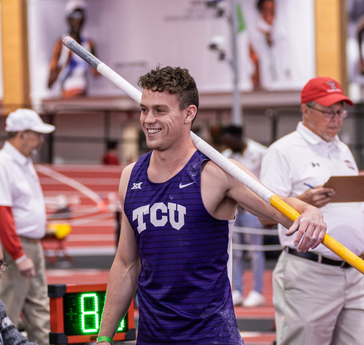 Joel McFarlane places seventh in the Heptathlon Pole Vault. (Photo courtesy of @TCUTrackField on X). 