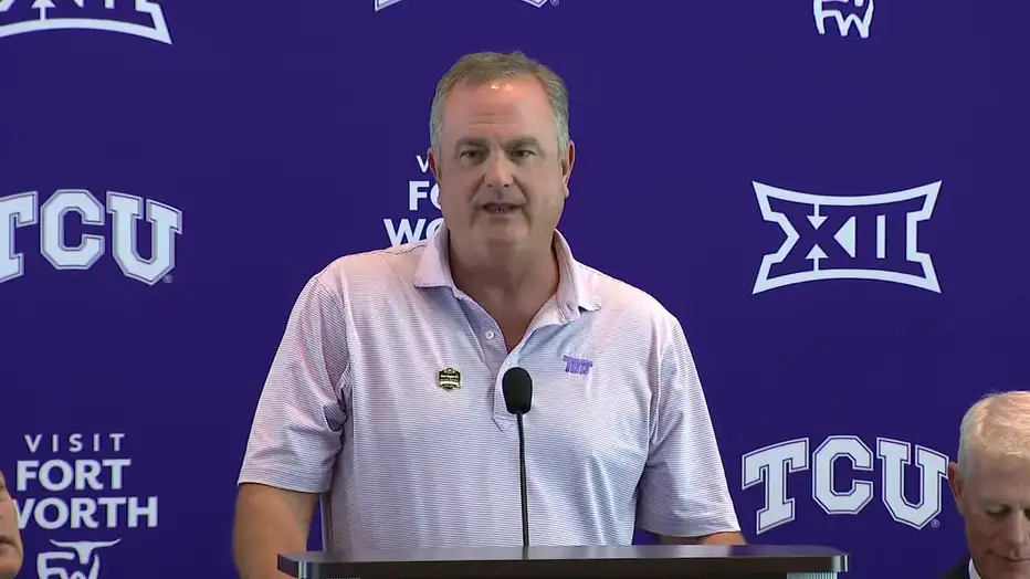 Head Coach Sonny Dykes speaking at the announcement press conference (via Fox 4 News)