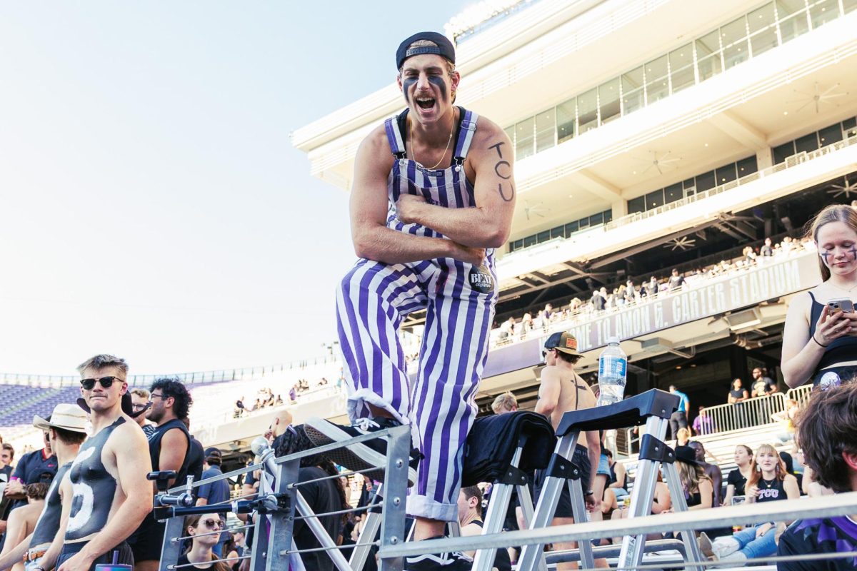 TCU fans cheer on the football team at Amon G. Carter Stadium in Fort Worth, Texas, Oct. 4, 2025. The TCU Horned Frogs beat the Colorado Buffaloes 35-21.  (TCU360/Tyler Chan)