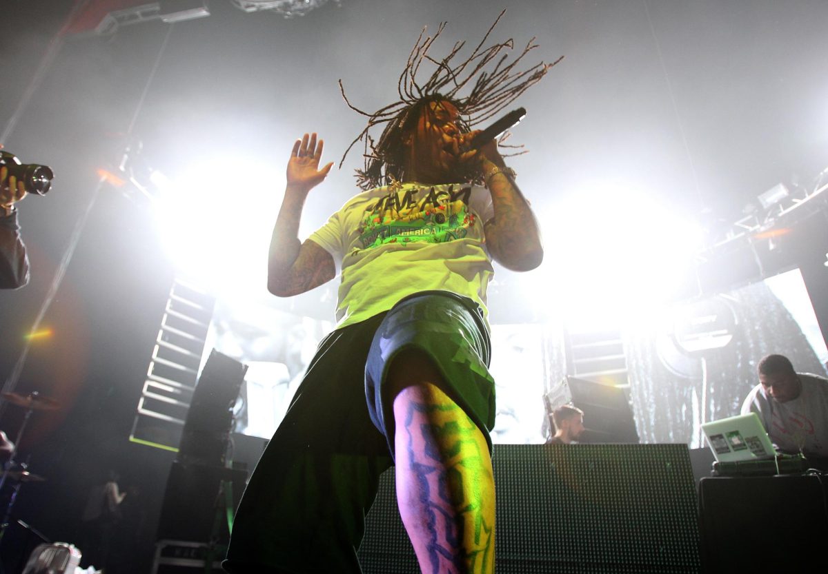 Waka Flocka Flame preforming at Aokify America Tour in New York on Nov. 1, 2013. (Donald Traill/Invision/AP)