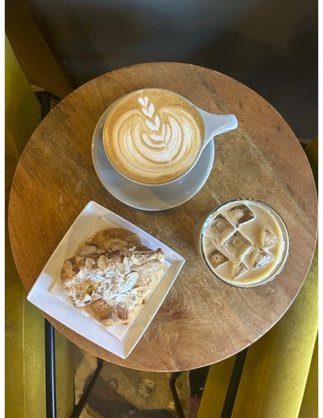 Hot and cold lattes at Cherry. 