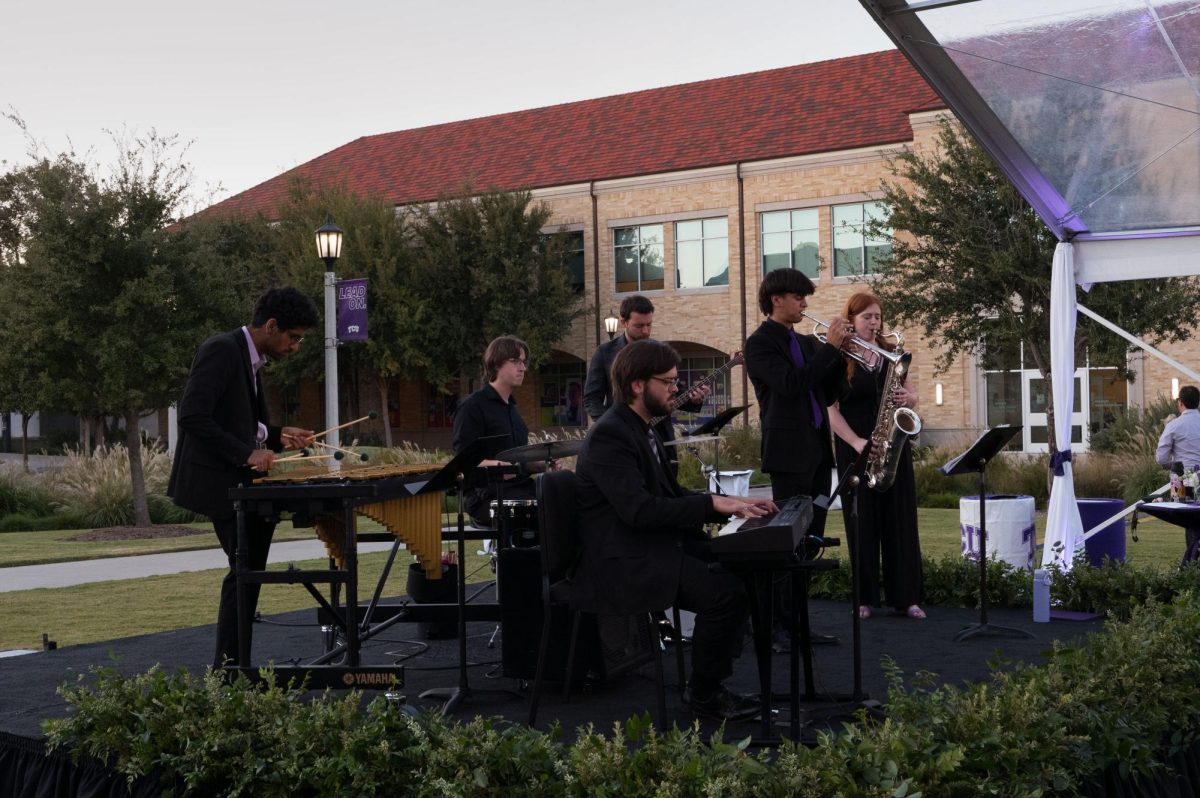 Chancellor Daniel Pullin sings  the TCU Alma Mater during his Inauguration at Van Cliburn Concert Hall in Fort Worth, Texas, Nov. 6, 2025. (TCU360/Keegan Schmidt)