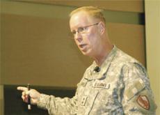 Officer updates ROTC on war efforts