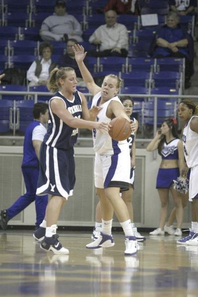 Lady Frogs standing on line in last game