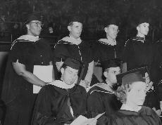 Vada Phillips-Felder, shown in the top left, stands at her 1954 graduation from the Brite Divinity School. Phillips-Felder, who was the first black female to graduate from Brite, died at 97 this summer. Photo courtesy of Brite Divinity School